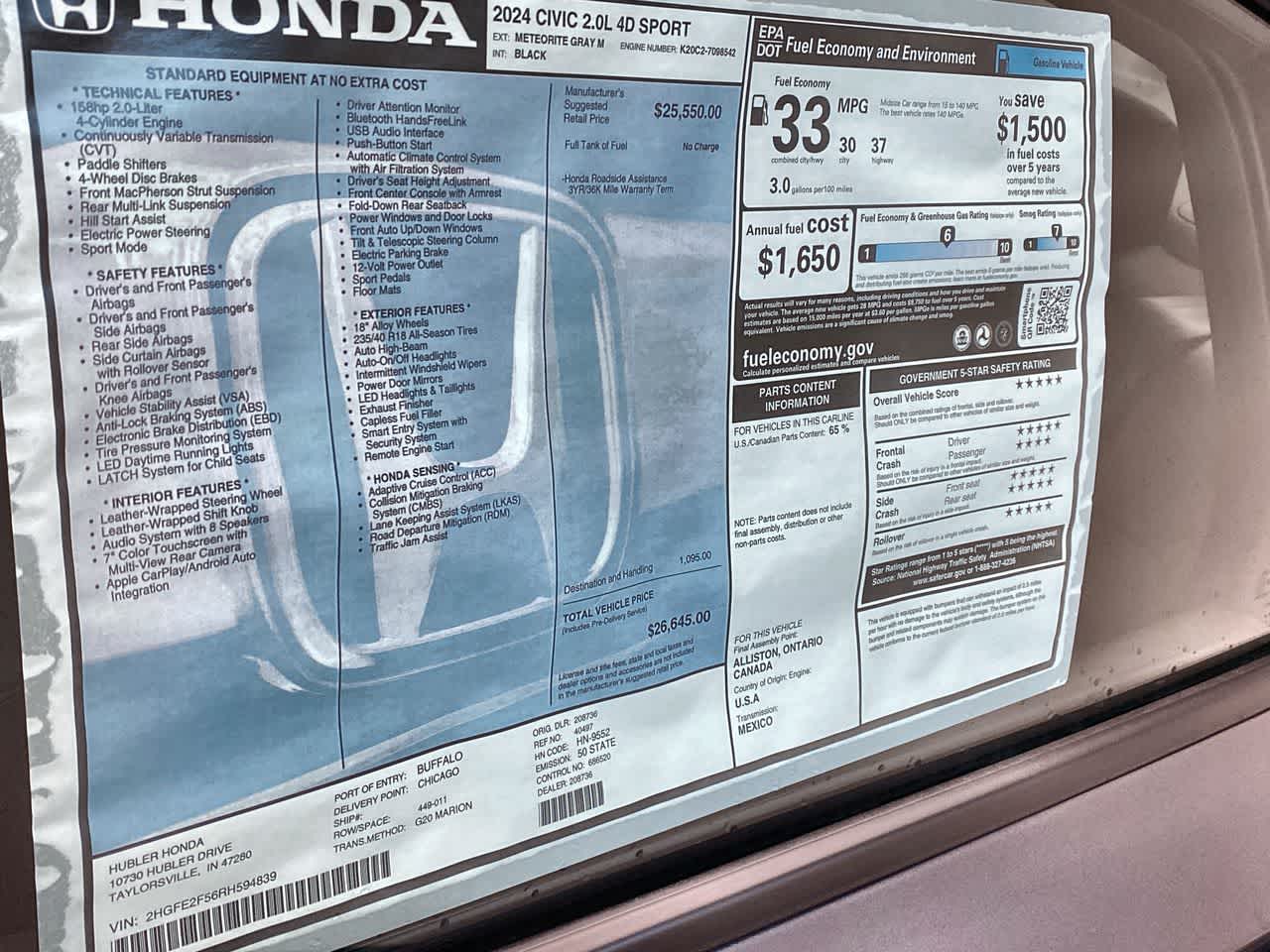 2024 Honda Civic Sport