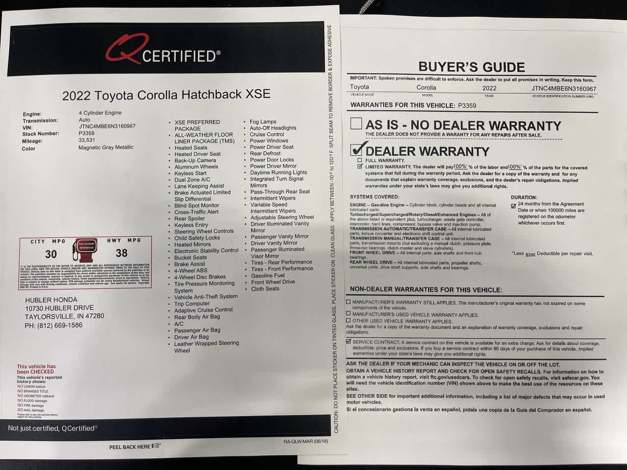 2022 Toyota Corolla Hatchback XSE