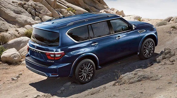 2023 Nissan Armada ascending off road hill illustrating body-on-frame construction. | Hubler Nissan in Indianapolis IN